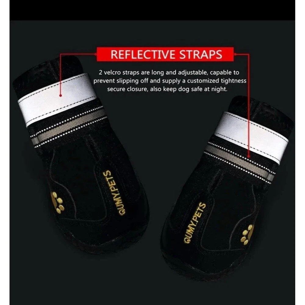 4 Pack Dog Boots Paw Protector Water Resistant Anti-Slip Shoes Large Dogs Size 6